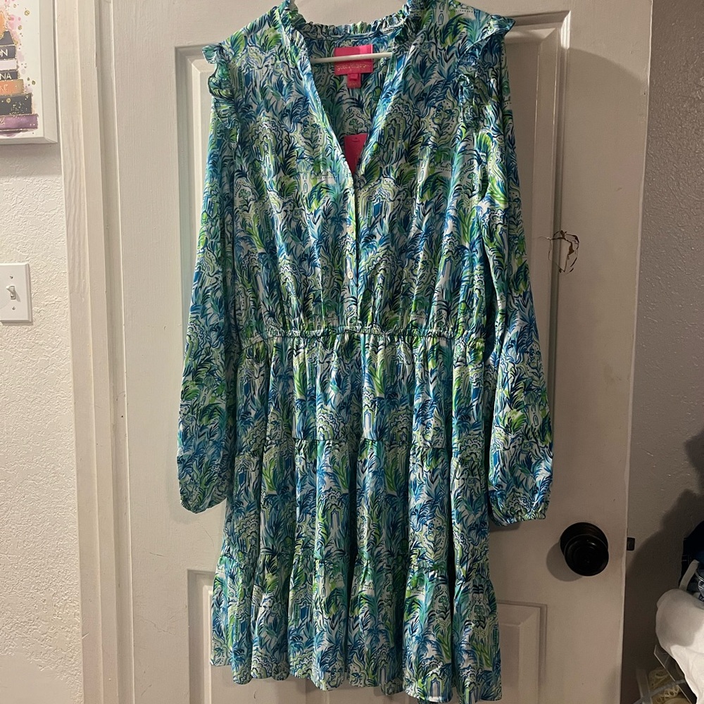 Floral Blue and Green Kids Dress